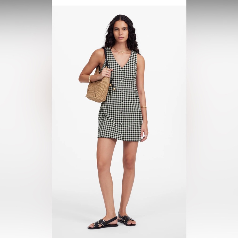 Madewell Mini Vest Gingham Dress